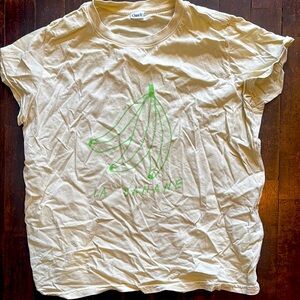 Cream T-Shirt with Green Banana Graphic